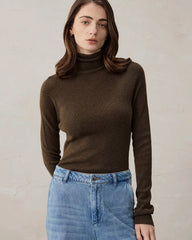 Damen Rollkragen-Stricktop aus Wolle und Kaschmir