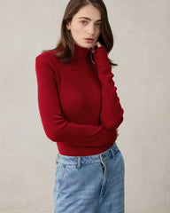 Damen Rollkragen-Stricktop aus Wolle und Kaschmir
