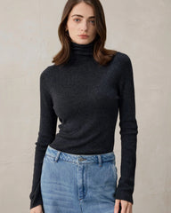 Damen Rollkragen-Stricktop aus Wolle und Kaschmir
