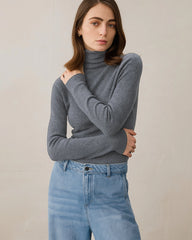 Damen Rollkragen-Stricktop aus Wolle und Kaschmir