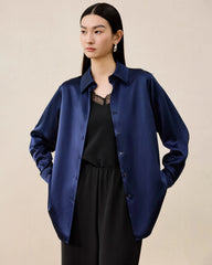 Damen Waschbare Seidenbluse – Basic Style