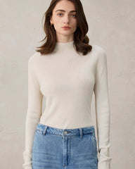 Damen Stricktop aus Wolle und Kaschmir mit Stehkragen