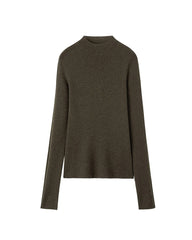 Damen Stricktop aus Wolle und Kaschmir mit Stehkragen