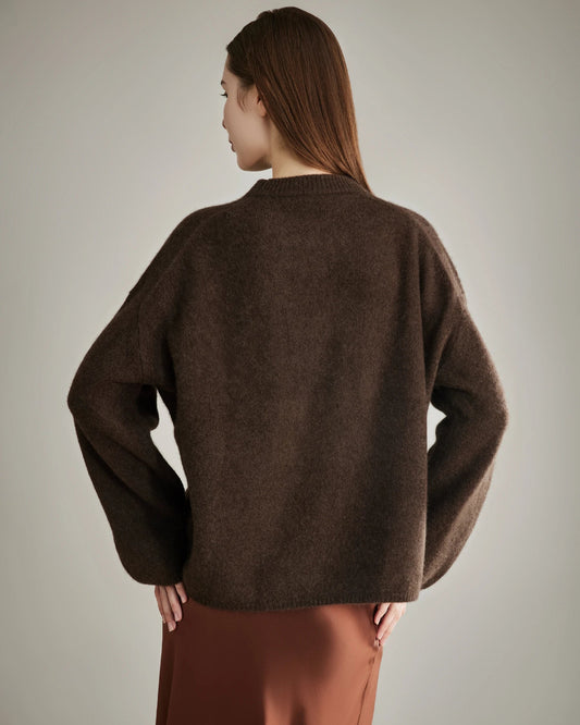 Damen Lockerer Rundhals-Kaschmirpullover