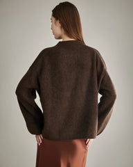Damen Lockerer Rundhals-Kaschmirpullover
