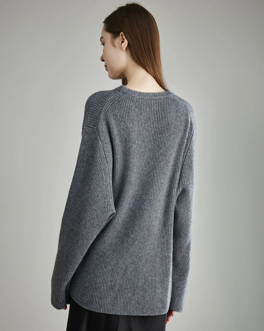 Damen lockerer Rundhals-Kaschmirpullover