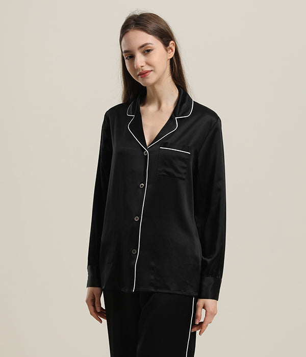 22 Momme Seidenpyjama-Schlafanzug-Set