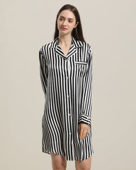 Streifen Seiden-Nachtshirt Schlafbekleidung