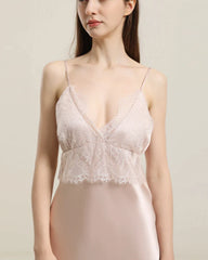 Seiden Spitzen-Nachtkleid Slip Kleid